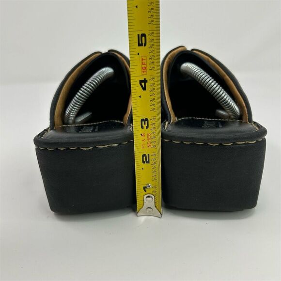 Born Women's Slip On Black Leather Mules Clogs Heels Size 7 Comfort Casual - Picture 9 of 14